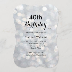 Elégant Silver Lights 40e anniversaire Invitation