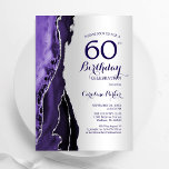 Elegant Silver Lila Agate 60. Geburtstag Einladung<br><div class="desc">Lila und silberne Altersgruppe 60. Geburtstagsfeier Einladung. Elegantes modernes Design mit Aquarellfarben-marmorgeode Hintergrund,  Imitate Glitzer Silber und Typografie Skript-Schriftart. Die trendige Einladungskarte eignet sich perfekt für eine stilvolle Damenfeier. Gedruckte Zazzle Einladungen oder Sofortdownload digitalen druckbaren Vorlage.</div>