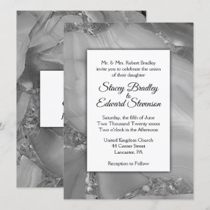 Elegant Silver Marble Agate Hochzeit Einladung