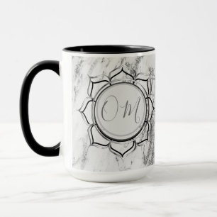 Elegant Silver Marble Lotus OM Tasse