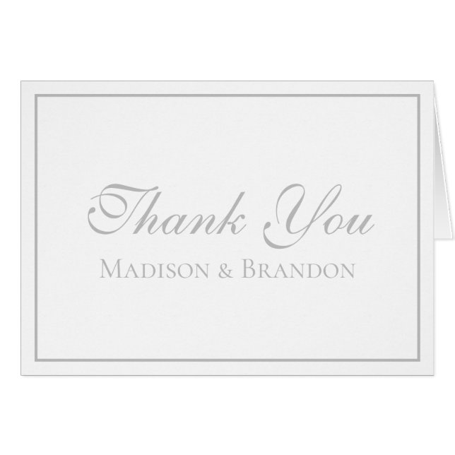 Elegant Silver Minimalistisch Wedding Vielen Dank (Vorderseite (Horizontal))
