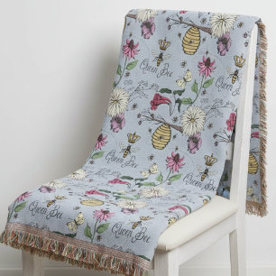 Elegant Silver Mist Day Queen Bee Floral Decke
