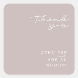 Elegant Silver Pink Minimal Danke Hochzeit Quadratischer Aufkleber