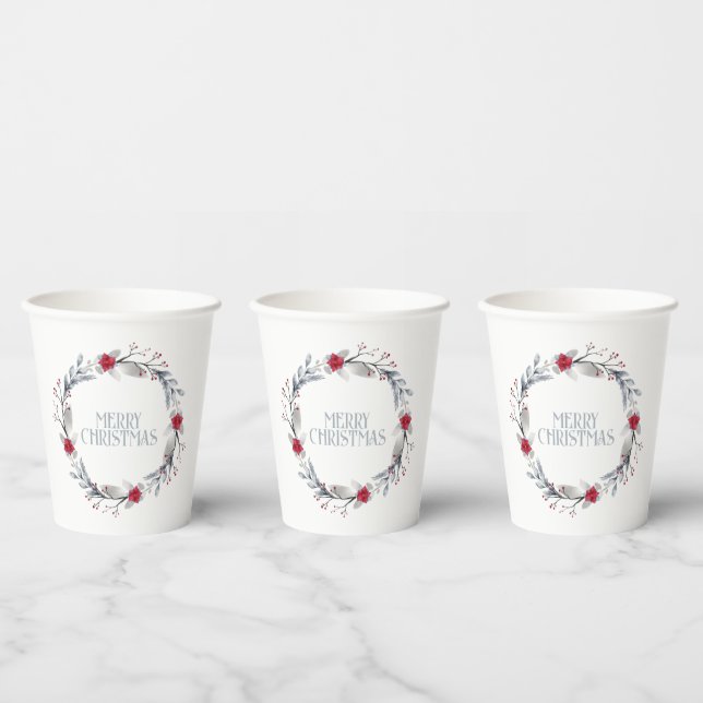 Elegant Silver Red Frohe Weihnachtsfeier Pappbecher (Multi)