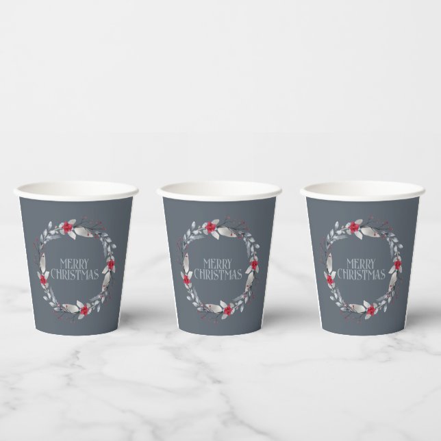 Elegant Silver Red Frohe Weihnachtsfeier Pappbecher (Multi)