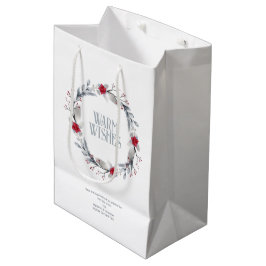 Elegant Silver Red Wreath Festival Mittlere Geschenktüte