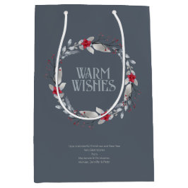 Elegant Silver Red Wreath Festival Mittlere Geschenktüte