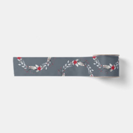 Elegant Silver Red Wreath Festival Satinband