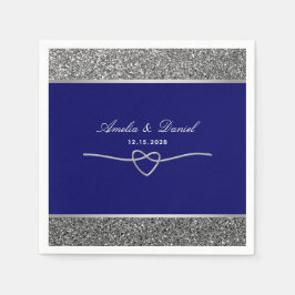 Elegant Silver Royal Blue Wedding Napkins Serviette