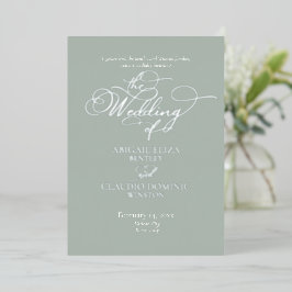 Elegant Silver Script on Sage Italy Destination Folieneinladung