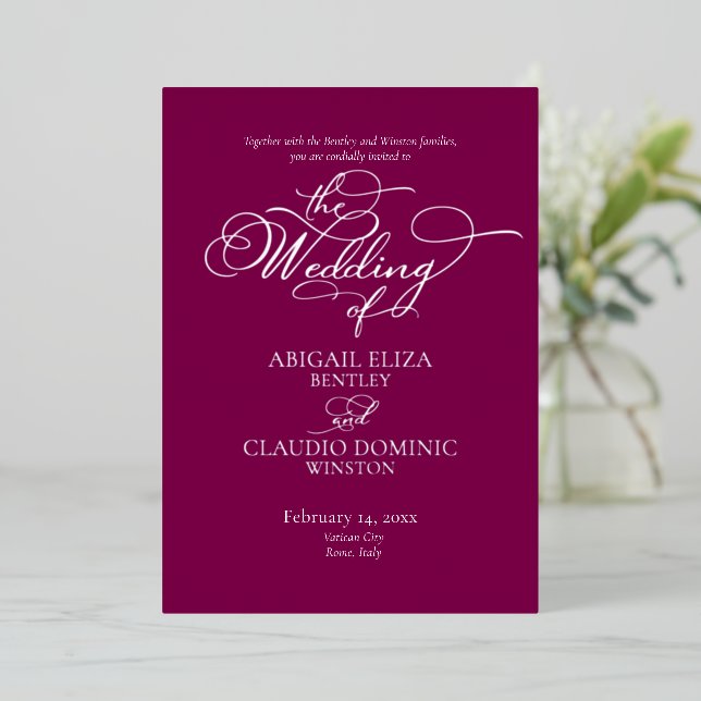 Elegant Silver Script on Wine Italy Destination Folieneinladung (Stehend vorne)