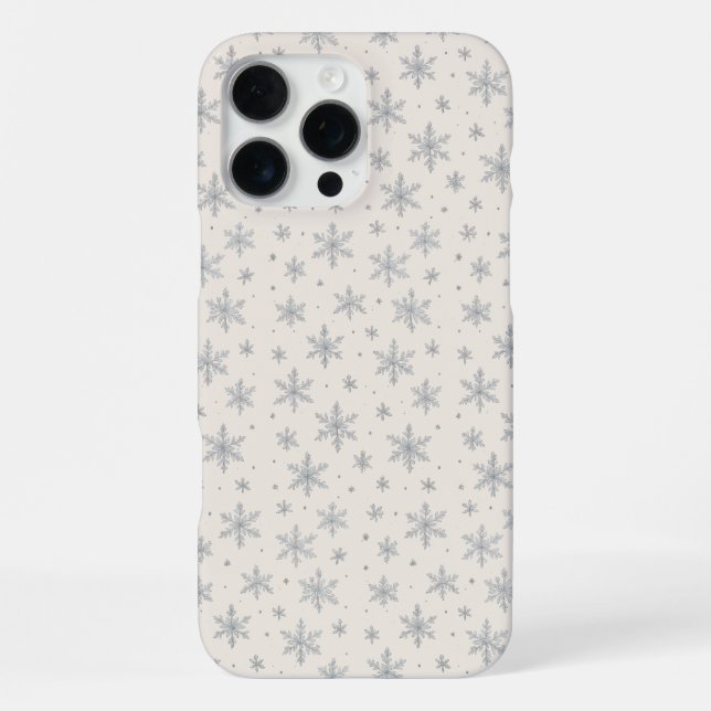Elegant Silver Snowflake | Winter Holiday  iPhone 16 Pro Max Hülle (Rückseite)