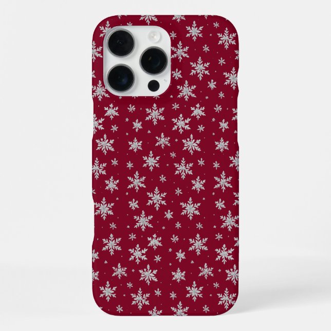 Elegant Silver Snowflake | Winter Holiday  iPhone 16 Pro Max Hülle (Rückseite)