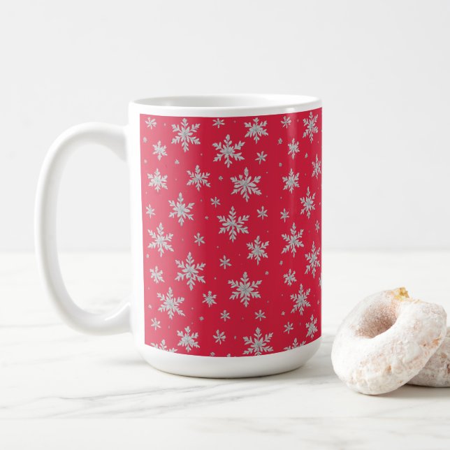 Elegant Silver Snowflake | Winter Holiday  Kaffeetasse (Mit Donut)