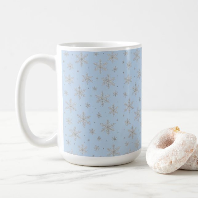 Elegant Silver Snowflake | Winter Holiday  Kaffeetasse (Mit Donut)