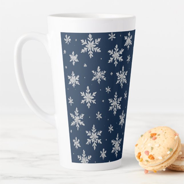 Elegant Silver Snowflake | Winter Holiday  Milchtasse (Beispiel)