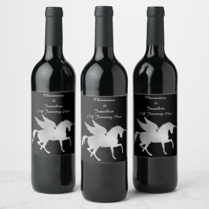 ELEGANT SILVER UNICORSCHWARZ ZOLLBAR WEINETIKETT