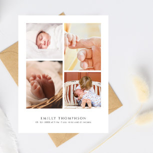 Elegant Simple 4 Foto Baby Shower Vielen Dank Postkarte