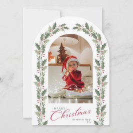 Elegant Simple Arch 1 Photo Christmas Holiday Card Einladung