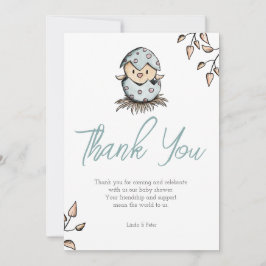 Elegant Simple Bird Watercolor Baby Shower Dankeskarte