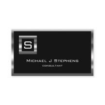 Elegant Simple Black and Chrome Monogram