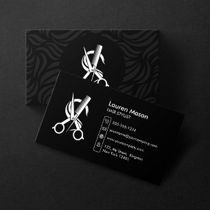Elegant Simple Black HairStylist Hair Dresser Visitenkarte