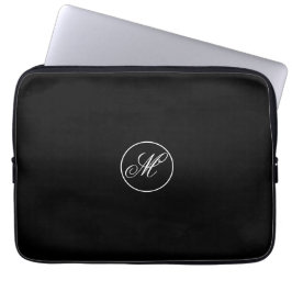 Elegant  Simple Black Minimalist Monogram Laptopschutzhülle