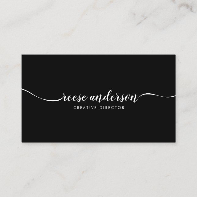 Elegant Simple Black Script Calligraphy Minimal Visitenkarte (Vorderseite)