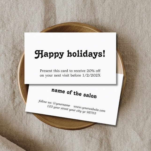 Elegant Simple Black White Bold Holiday Coupon (Von Creator hochgeladen)