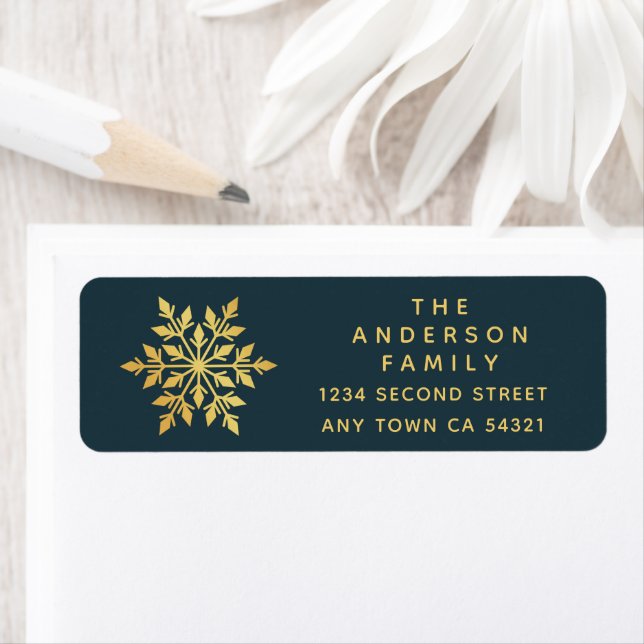 Elegant Simple Blue and Gold Snowflake (Insitu)