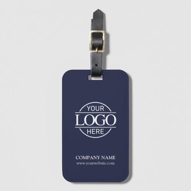 Elegant Simple Blue Business Logo Employee Travel Gepäckanhänger (Vorderseite Vertikal)