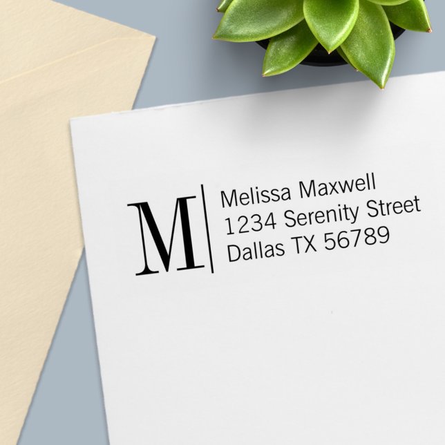 Elegant Simple Bold Monogram Address 2 Permastempel (Von Creator hochgeladen)