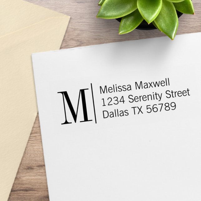 Elegant Simple Bold Monogram Address Gummistempel (Von Creator hochgeladen)
