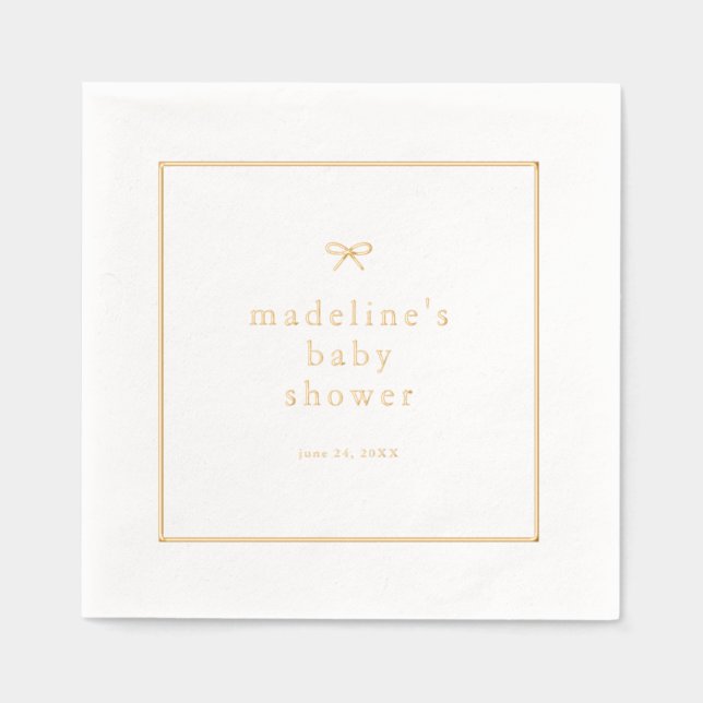 Élégant simple Bow Baby shower neutre genre (Recto)