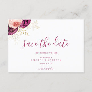 Elegant Simple Burgundy Blush Save the Date Einladung