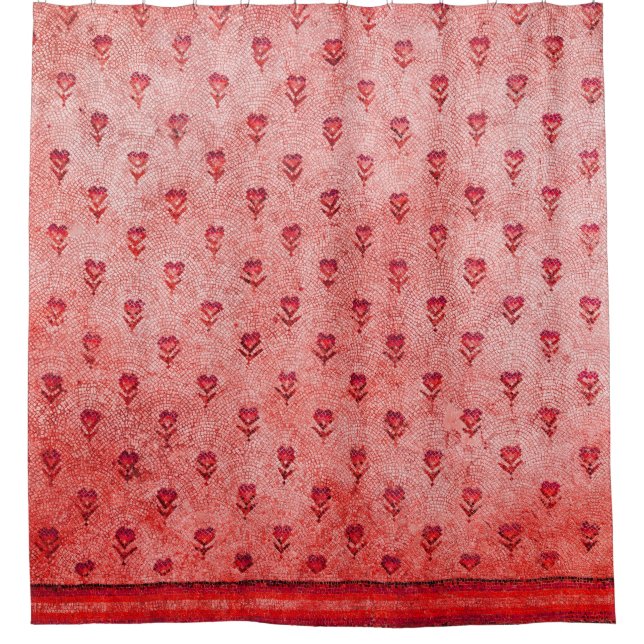 ELEGANT SIMPLE BYZANTINE MOSAIC FLOWERS  Pink Red Duschvorhang (Vorderseite)