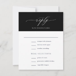 Elegant Simple Calligraphy Black Wedding RSVP Karte