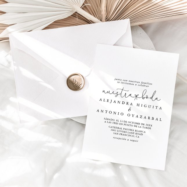 Elegant Simple Calligraphy Nuestra Boda Wedding Einladung (Von Creator hochgeladen)