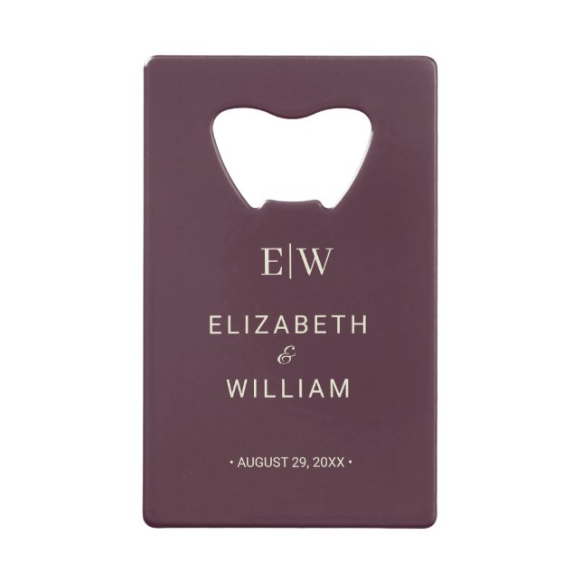 Elegant Simple Cherry Lacquer, Monogram Wedding Geldbeutel Flaschenöffner (Vorderseite)
