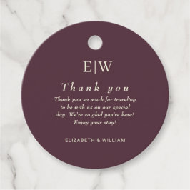 Elegant Simple Cherry Lacquer, Monogram Wedding Geschenkanhänger