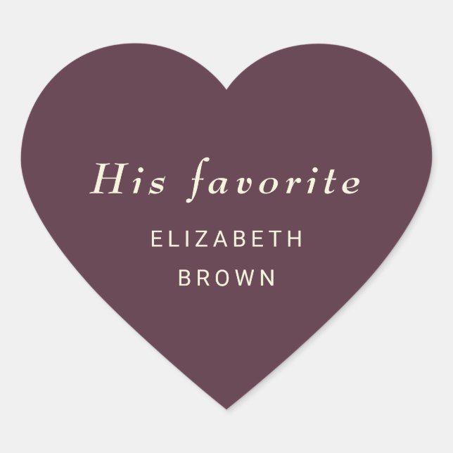 Elegant Simple Cherry Lacquer, Monogram Wedding Herz-Aufkleber (Vorderseite)