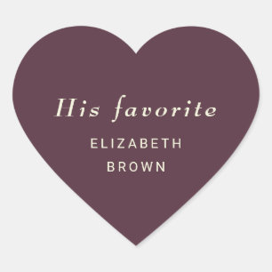 Elegant Simple Cherry Lacquer, Monogram Wedding Herz-Aufkleber