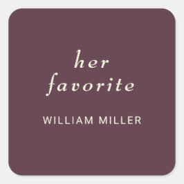 Elegant Simple Cherry Lacquer, Monogram Wedding Quadratischer Aufkleber