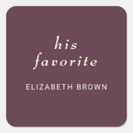 Elegant Simple Cherry Lacquer, Monogram Wedding Quadratischer Aufkleber