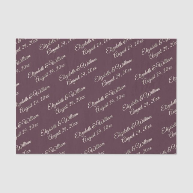 Elegant Simple Cherry Lacquer, Monogram Wedding Seidenpapier (Vorderseite)