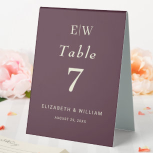 Elegant Simple Cherry Lacquer, Monogram Wedding Tischaufsteller