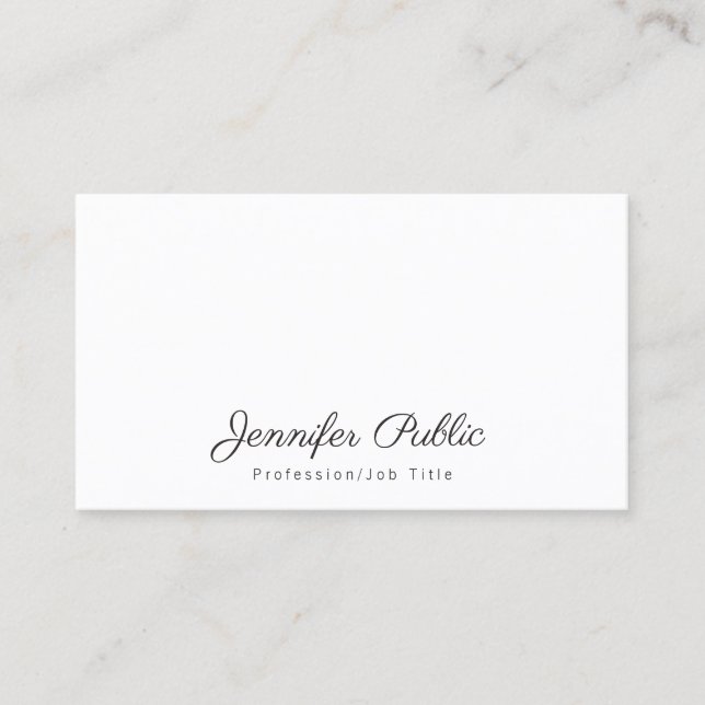 Elegant Simple Chic White Modern Beruflich Visitenkarte (Vorderseite)