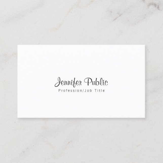 Elegant Simple Chic White Modern Beruflich Visitenkarte (Vorderseite)