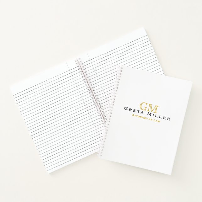 Elegant Simple Classic Gold Monogram Notizbuch (Innenseite)