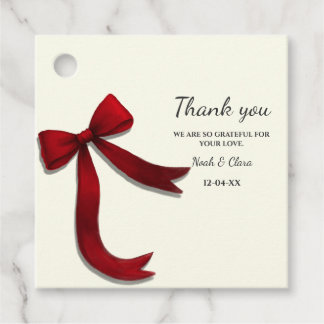 Elegant Simple Classic Minimalist Red Bow Geschenkanhänger